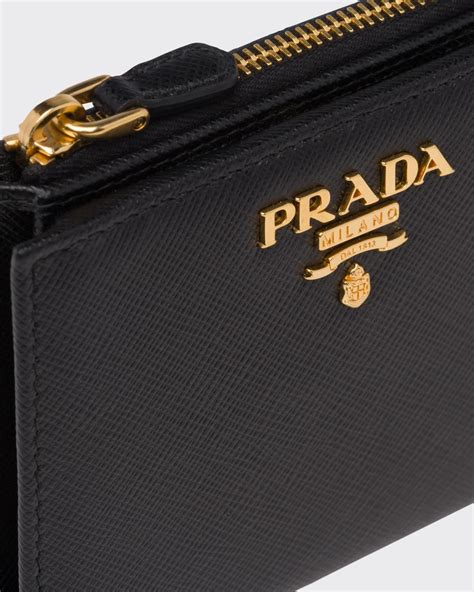 prada wallet on strap saffiano leather nero black|prada small saffiano leather wallet.